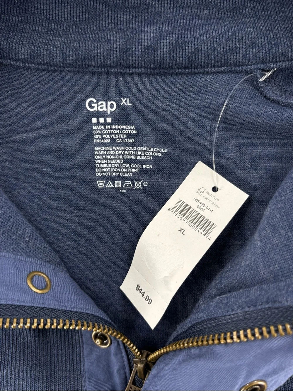 GAP Men's Navy Half-Placket Pullover Sweatshirt
